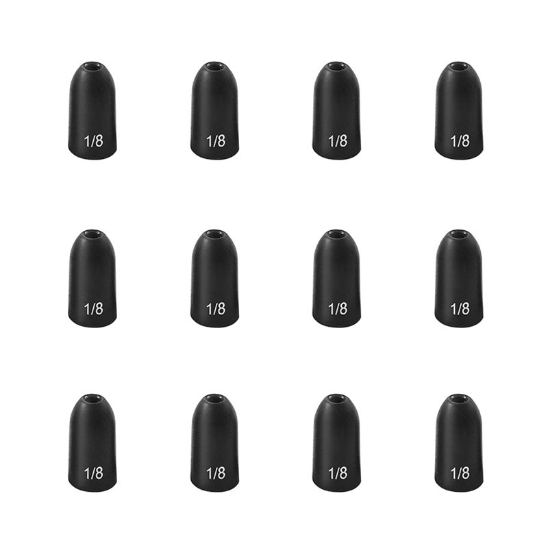 Fishfun Tungsten Bullet Fishing Weights, Insert Free Worm Sinkers, 5 Pack, 1/8oz, No Chip Black - Image 1